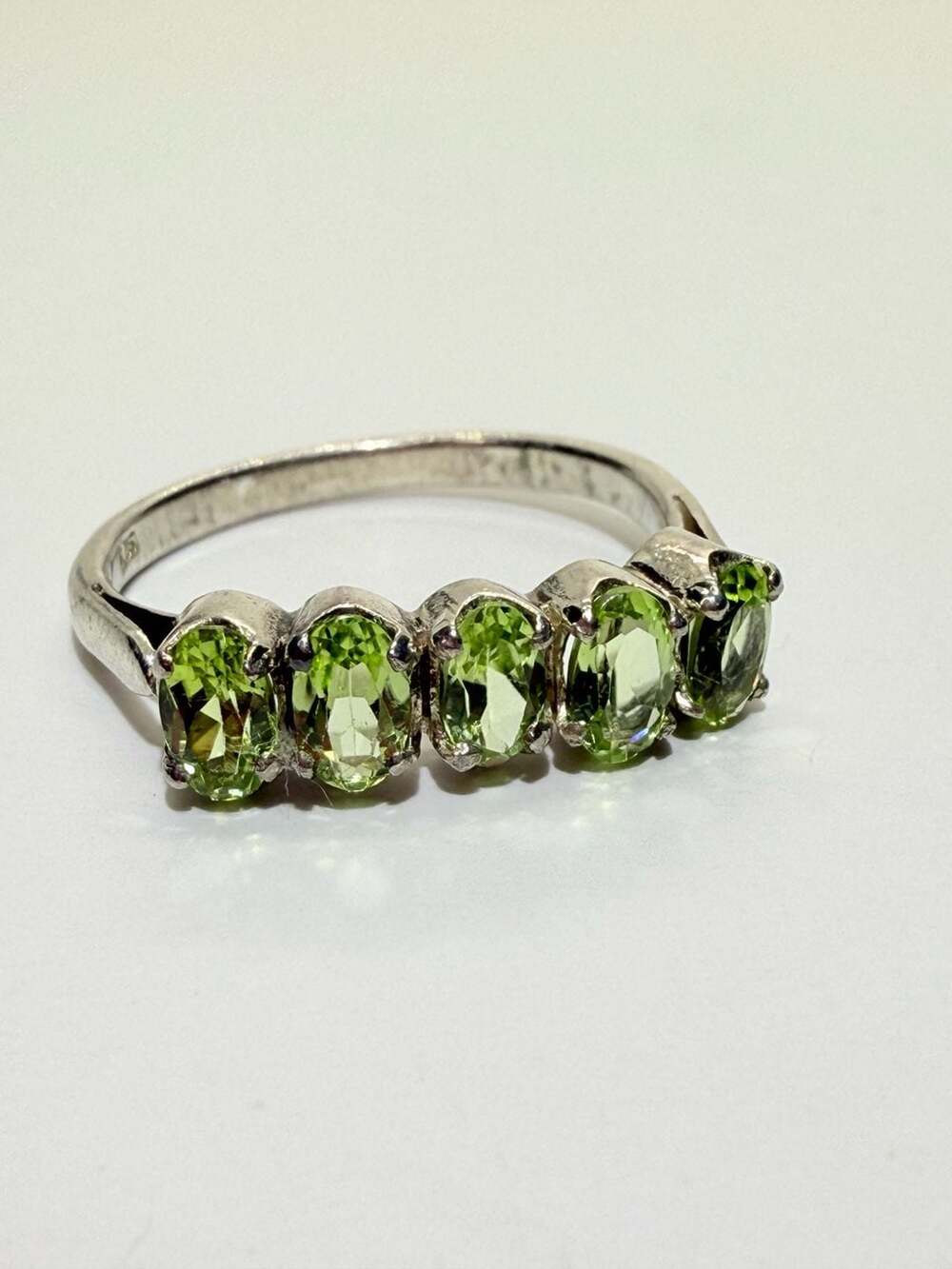 Sterling Silver 5-Stone Oval Peridot Ring